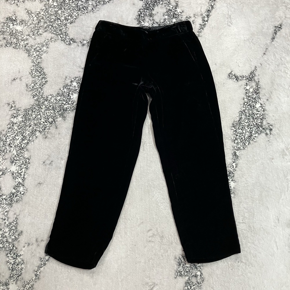 J.Crew Womens 6 Black Velvet Easy Pants High Rise Wide Leg Trousers Holiday